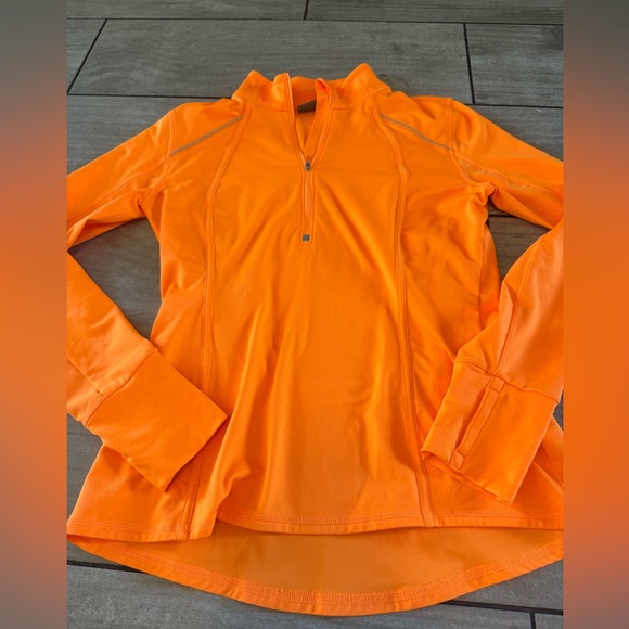 Athleta Plush Tech Half Zip Top 3.0 Cold Weather Training Shirt Orange Sz Small - Picture 5 of 5